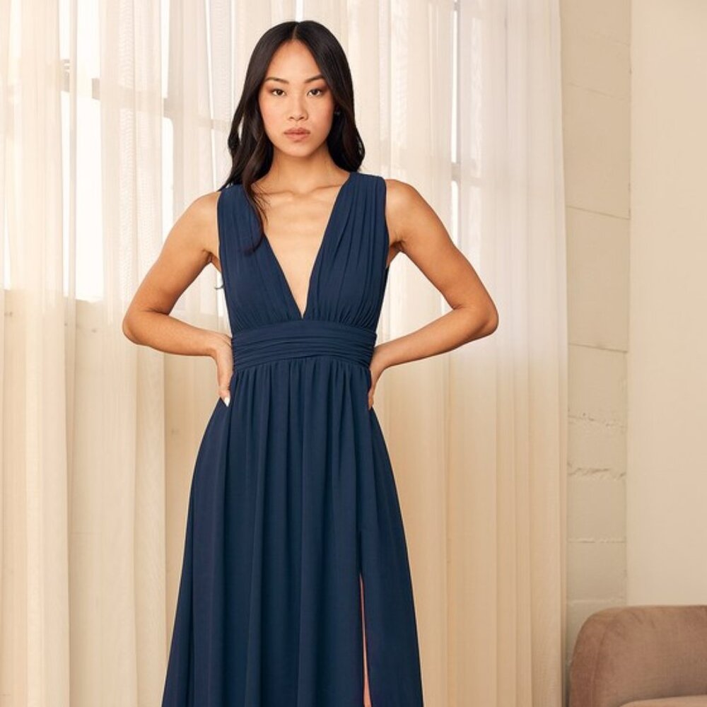 Lulus Heavenly Hues Navy Blue Maxi Dress - Size M